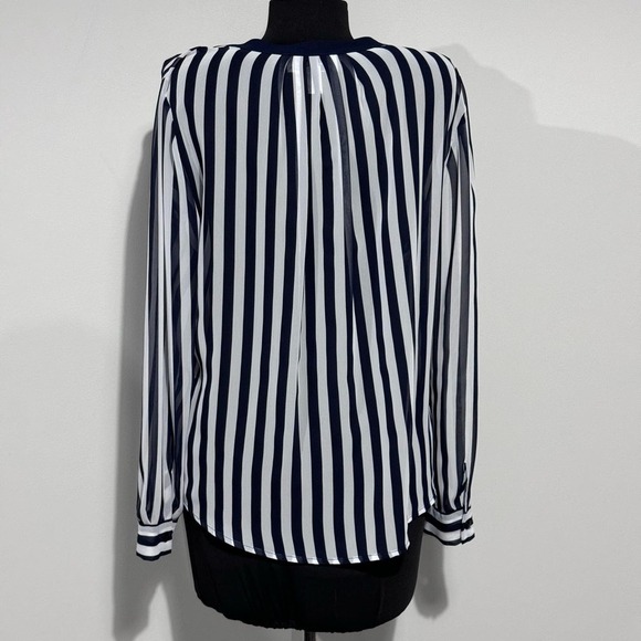 Joseph Ribkoff Women's Navy & White Striped Blouse, Sheer Size 6 - Picture 9 of 10